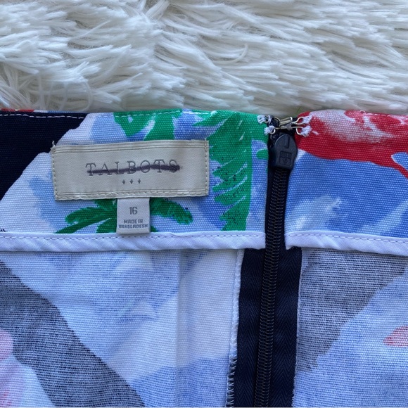 TALBOTS • Tropical Floral Flamingo Island Patterned Pencil Skirt Size 16 - Picture 7 of 13